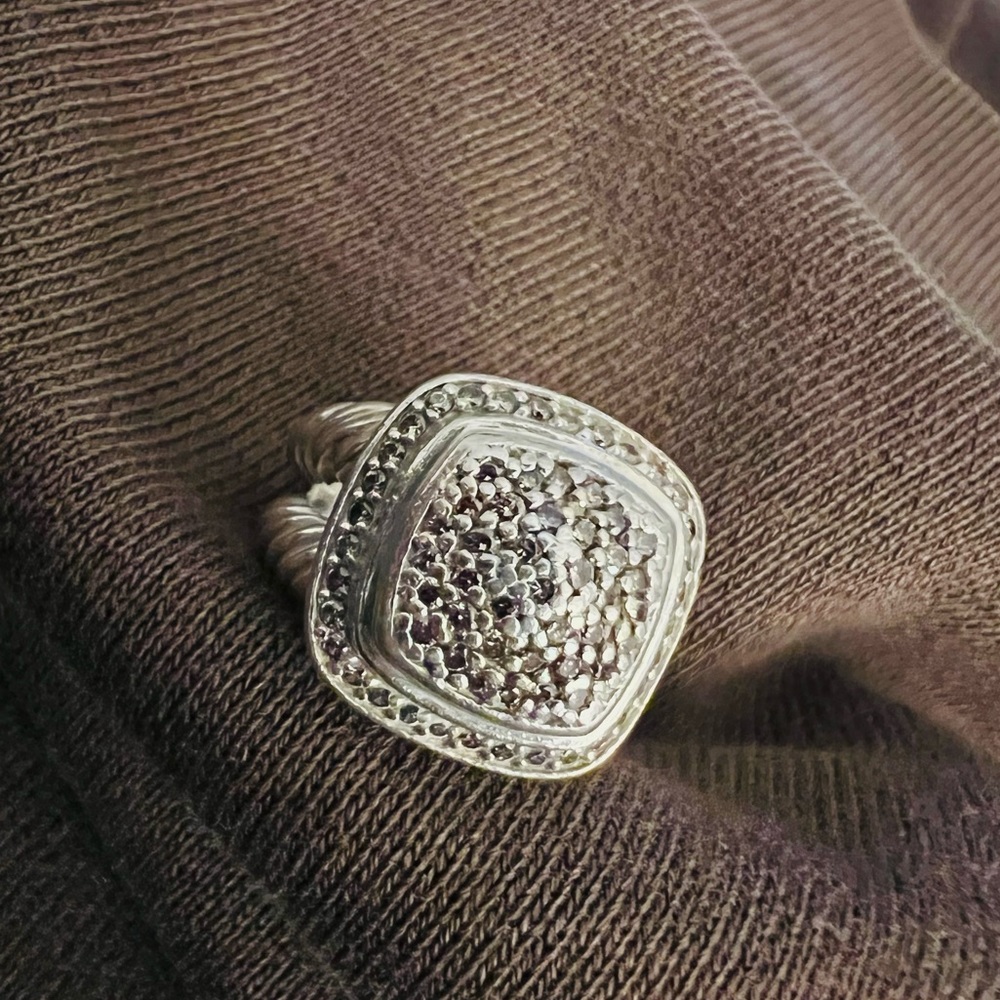 David Yurman Albion 11mm Pave Diamond Ring in 925 Sterling Silver